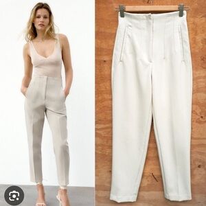Zara high waisted trouser size Small Oyster white NWOT